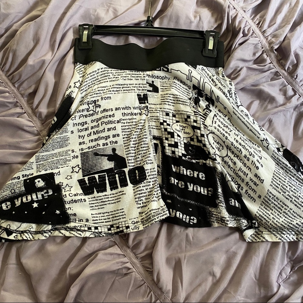 Body central news paper skater skirt